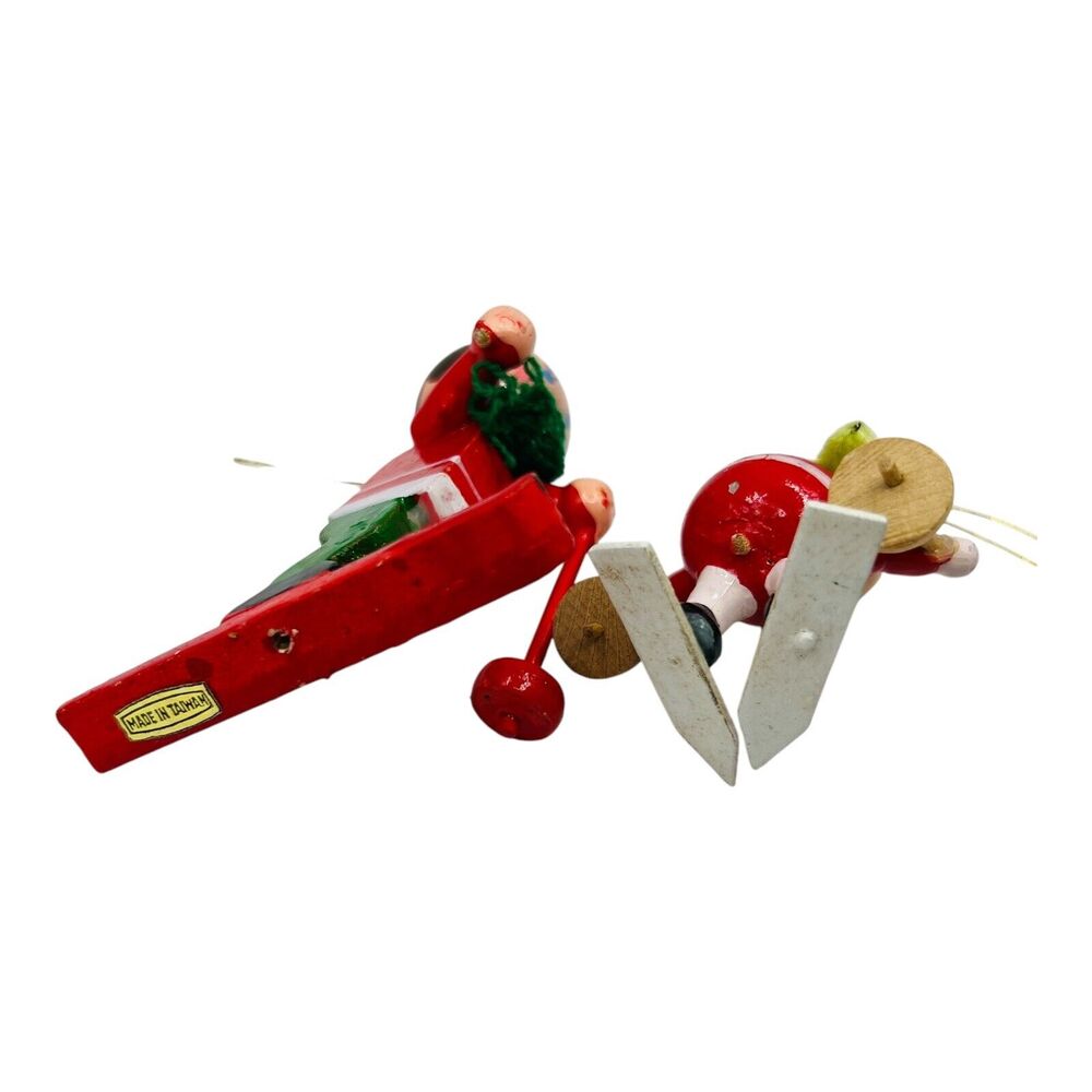 Pair VTG Skier Wood Christmas Ornaments Toy Soldier Skii Snow Cabin Set READ - Picture 11 of 11